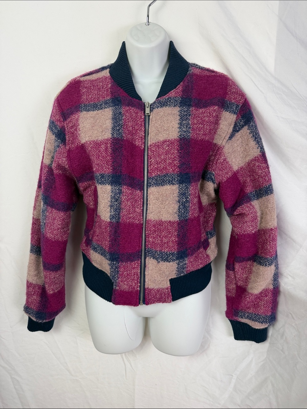 House of Harlow wool blend plaid bomber jacket women’s size medium